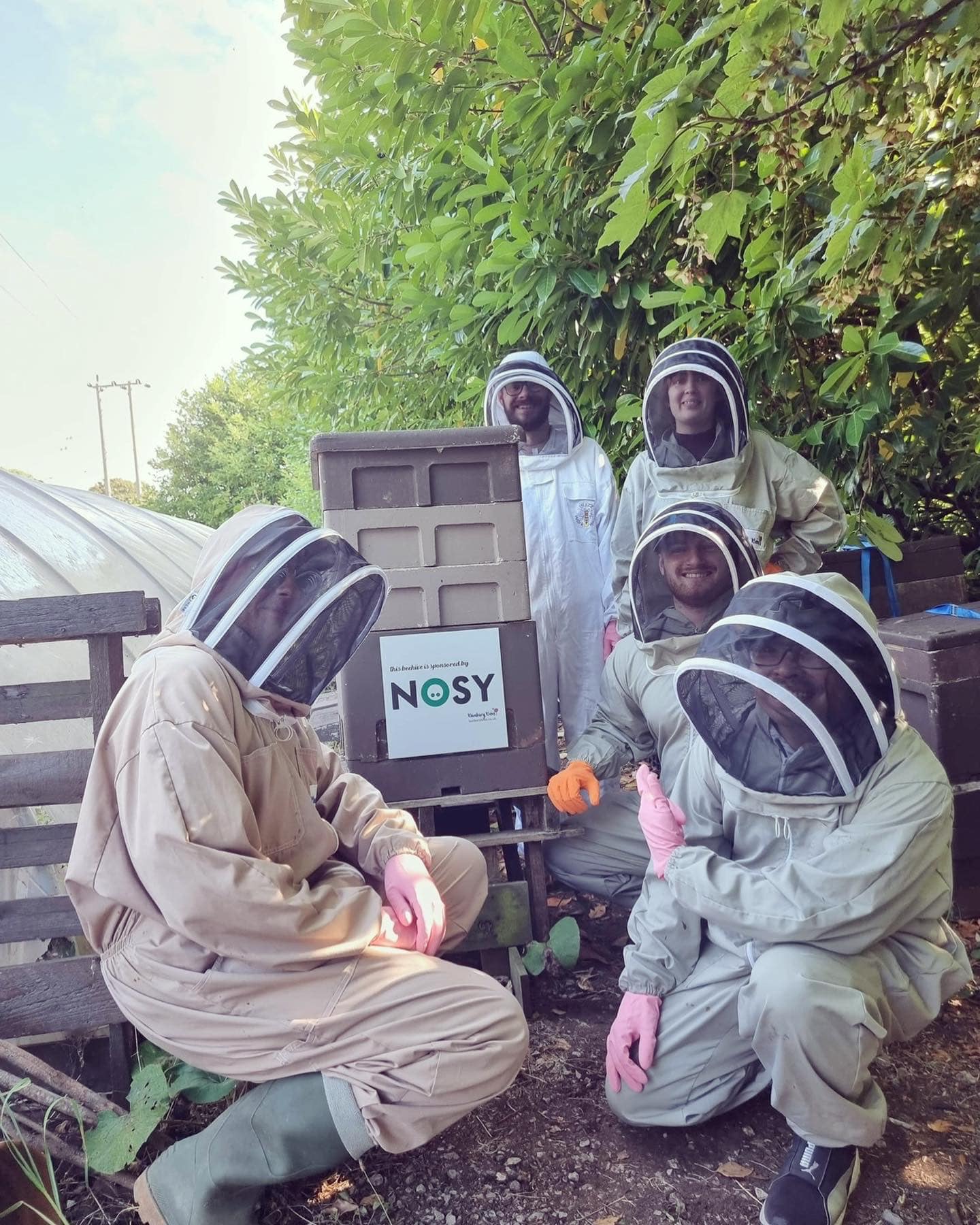 NOSY team next to a sponsored beehive