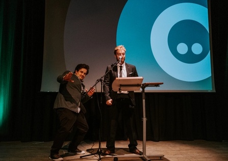 Matt giving a speach