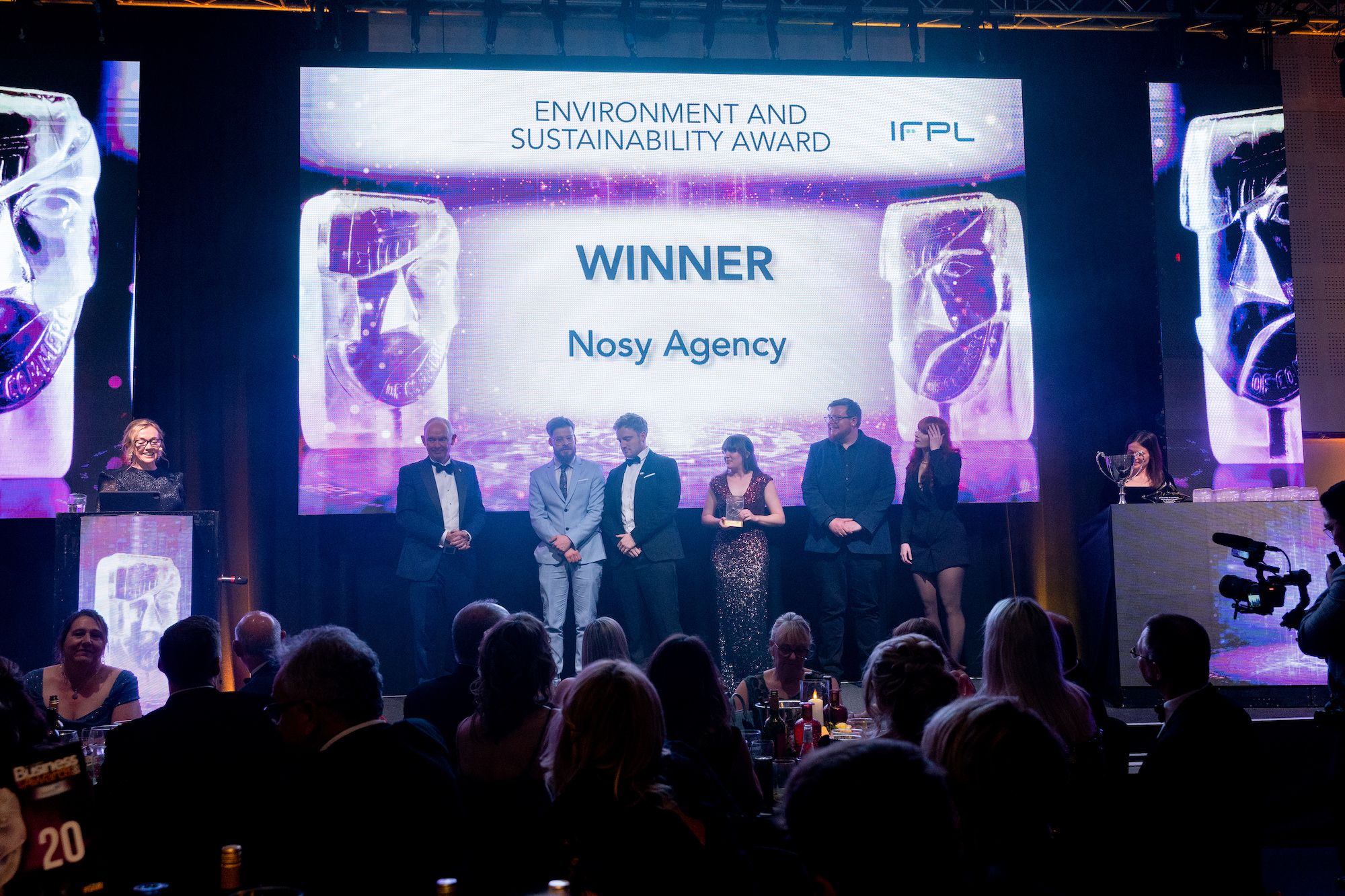 NOSY accepting the Environment and Sustainability Award at the Isle of Wight Chamber Business Awards in 2023