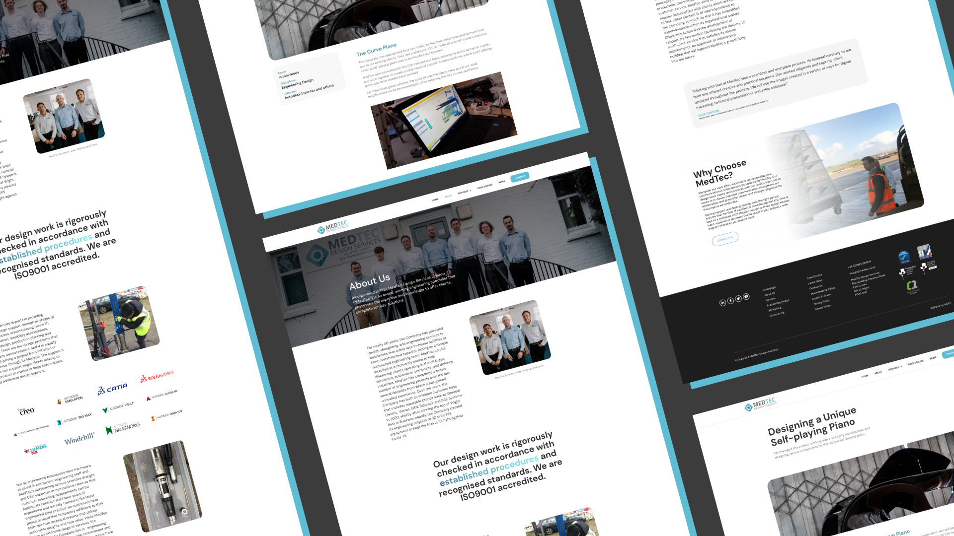 A collage of several views of MedTec's new website, designed and built by NOSY