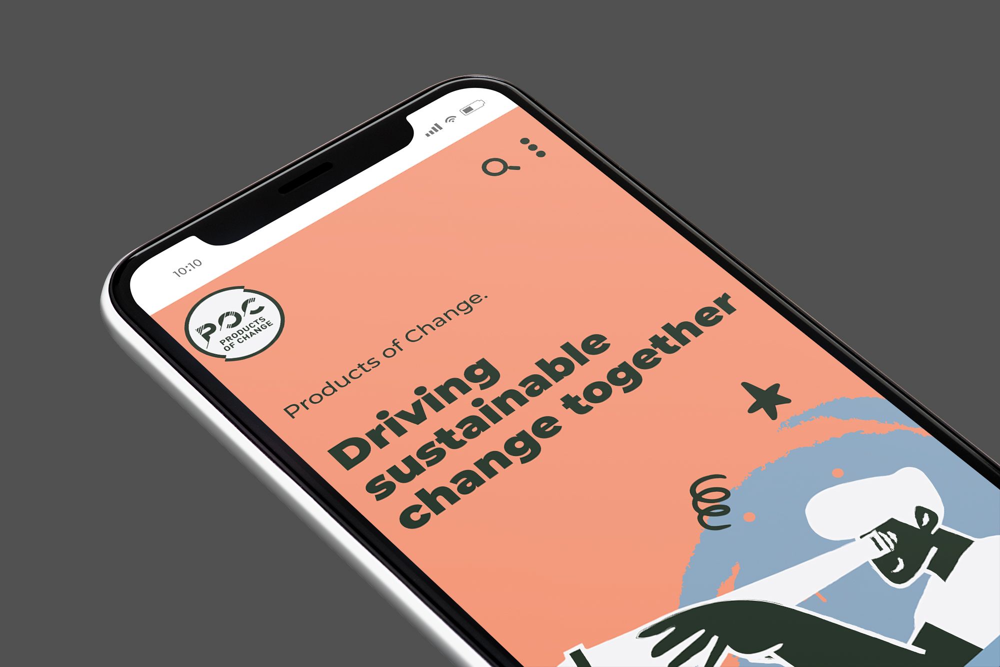 POC website mockup on a mobile device