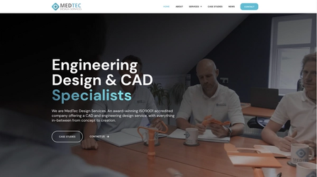 Screenshot of MedTec's new website, designed and built by NOSY