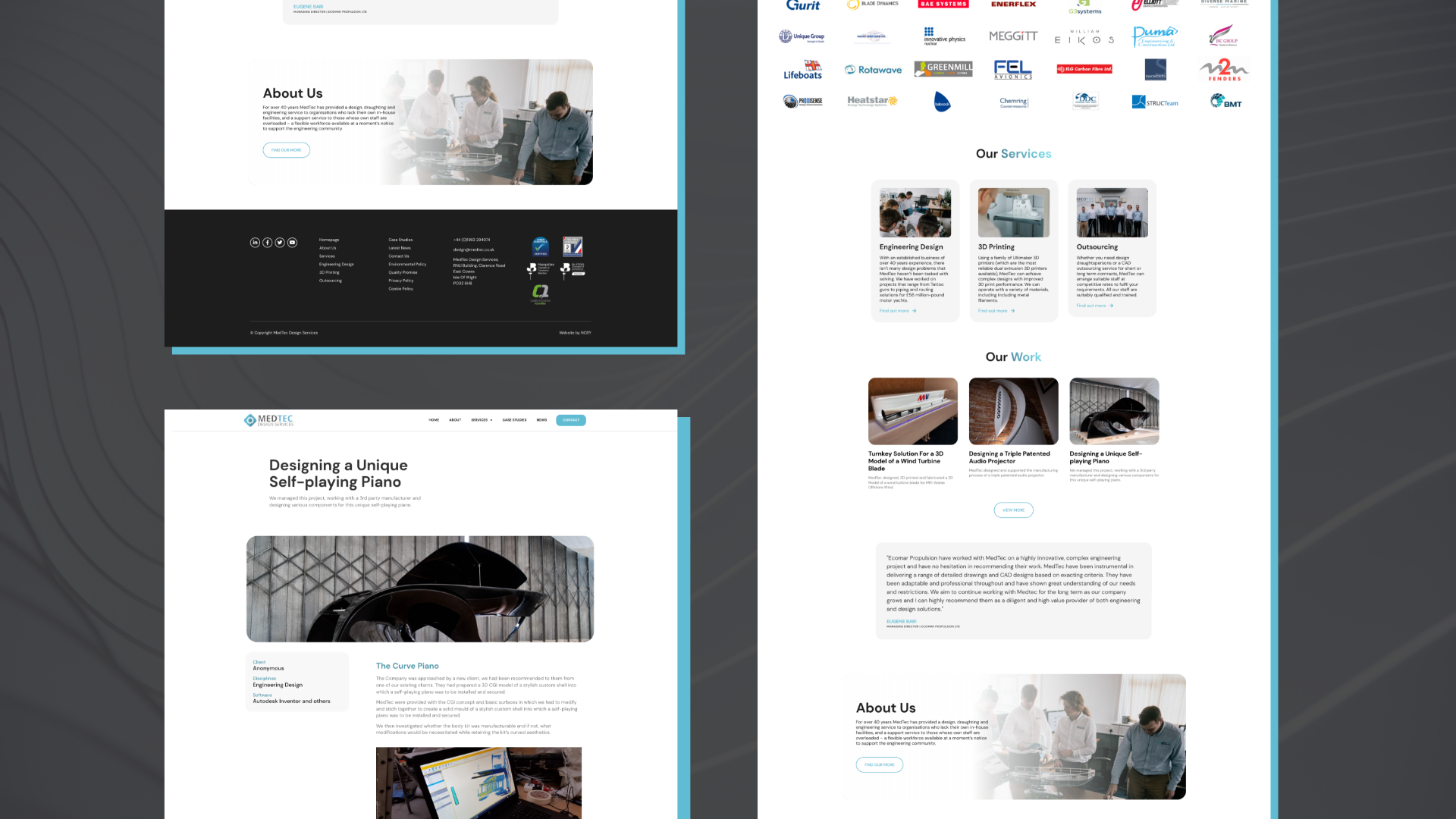 An image of the new MedTec website, designed and built by NOSY