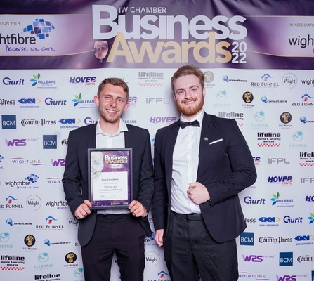 Reno Hughes & Matt Greg at the Isle of Wight Chamber Awards 2022 representing NOSY