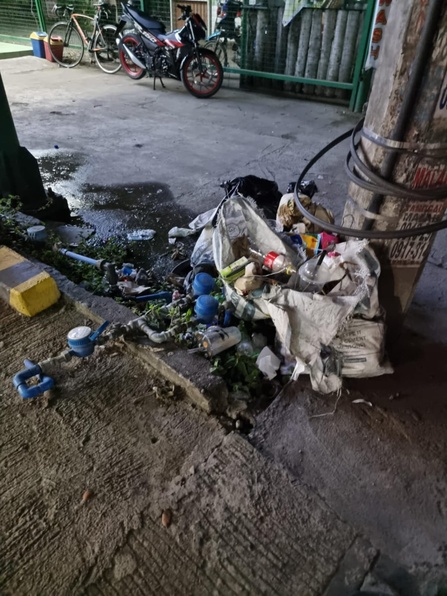Bags of plastic rubbish dumped in a public area in the Philippines