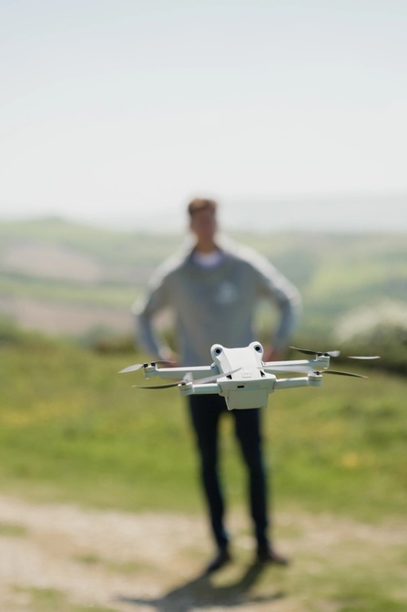 Close-up of drone capturing footage for GRWN Group