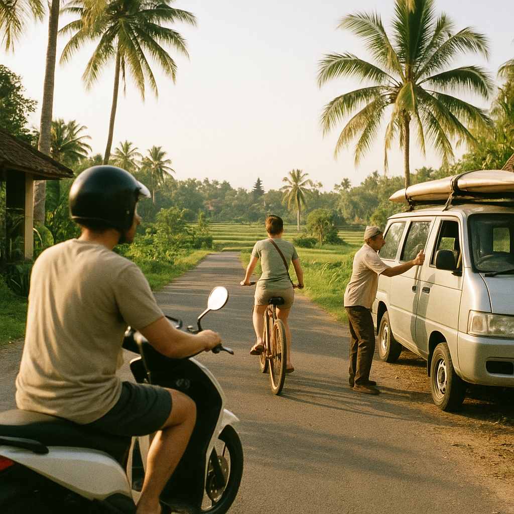 How do tourists get around in Bali?