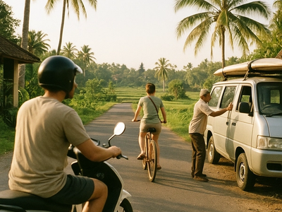 How do tourists get around in Bali?