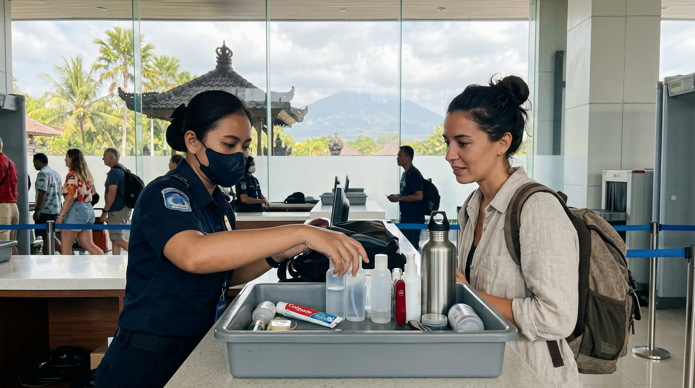 What is the most confiscated item at airports when flying to/from Bali?