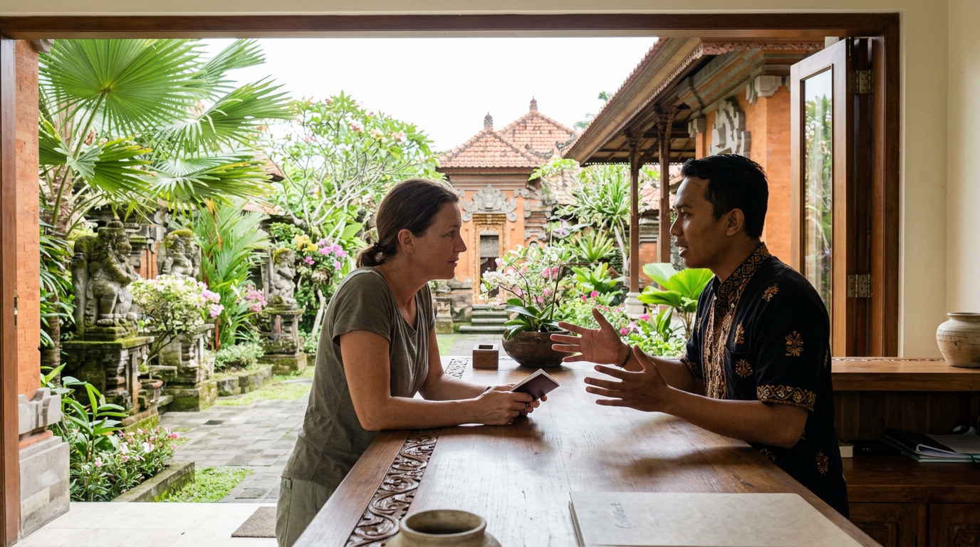 Can I check into a hotel in Bali without the person who booked it?