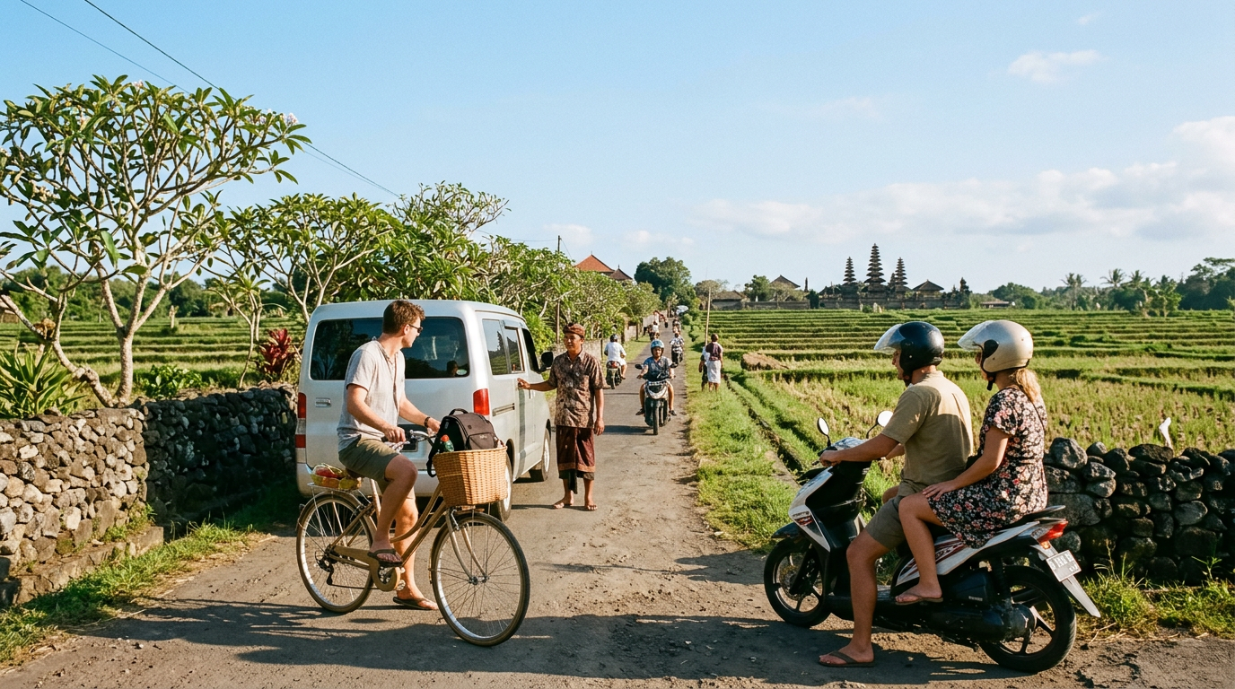 How do tourists get around in Bali?