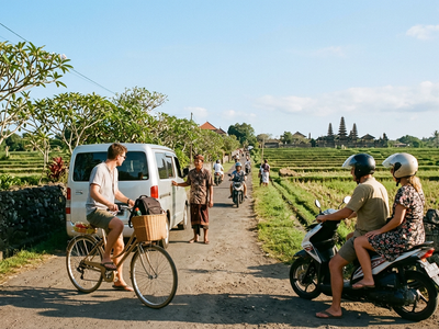 How do tourists get around in Bali?