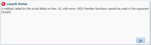 Calculation error: MDX member functions cannot be used in the argument.