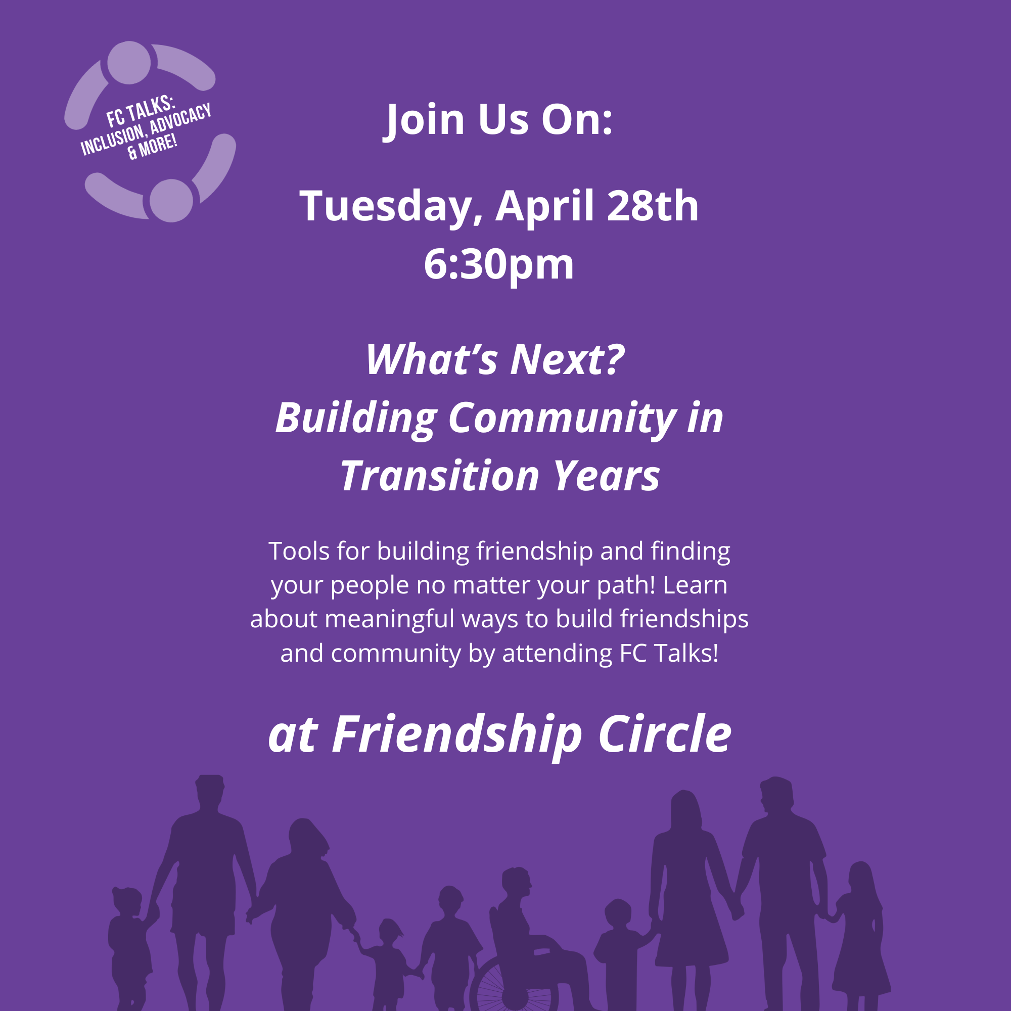 Save the Date: Tuesday April 28th at Friendship Circle
