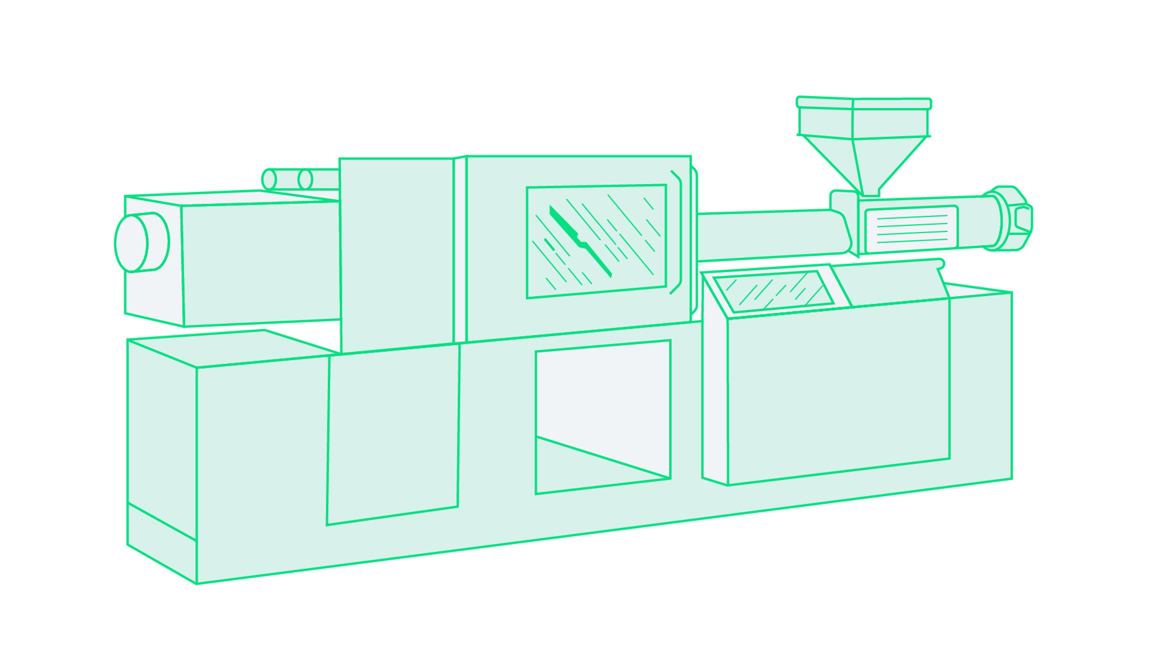 Technische Skizze einer Spritzgussmaschine