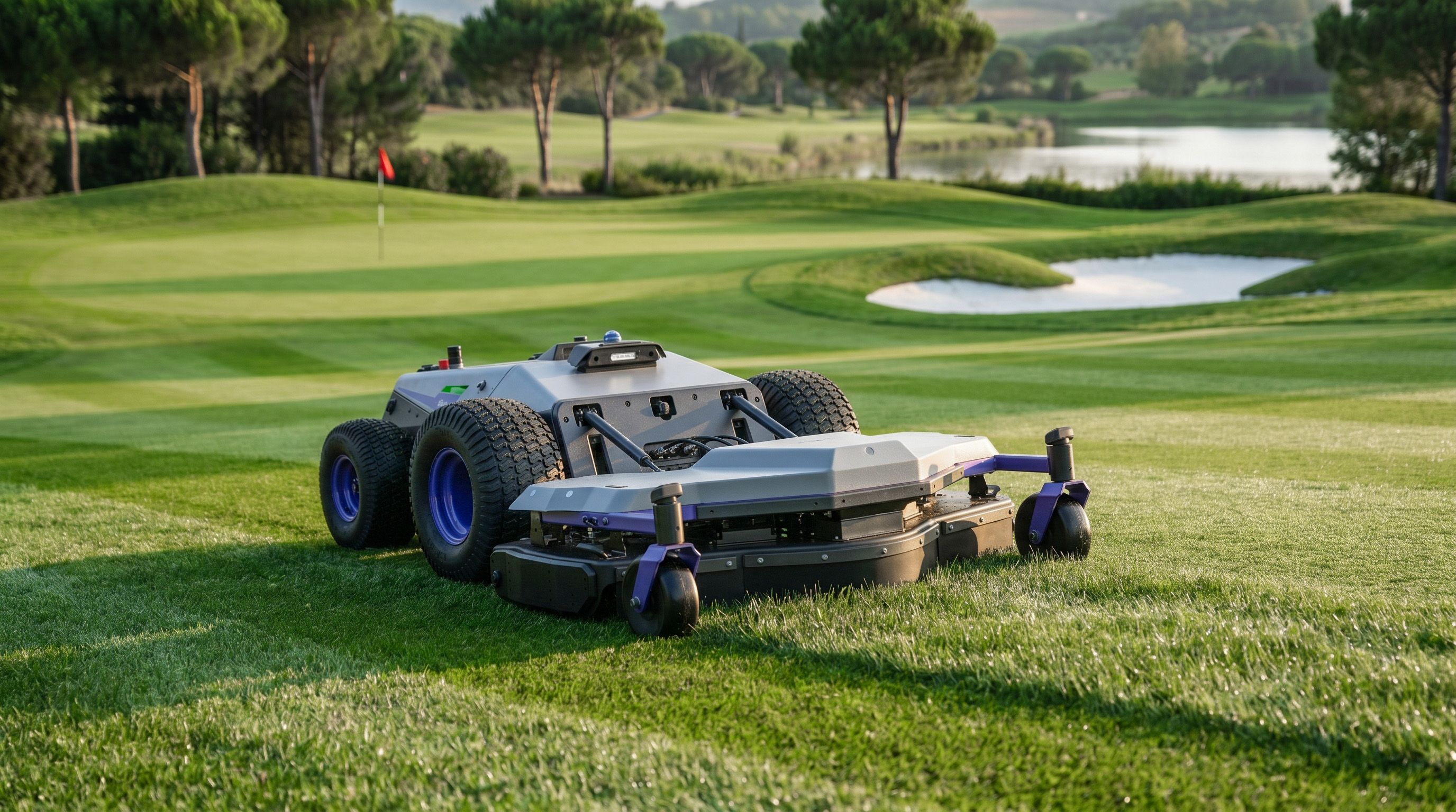 PANDAG G1 commercial robotic mower cutting golf course rough