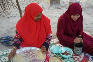 Food preparations on a local Maldivian island