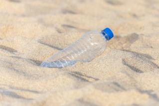 Plastic bottle washed up on the beach
