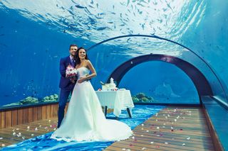 Wedding at Hurawalhi Island Resort Underwater Restaurant