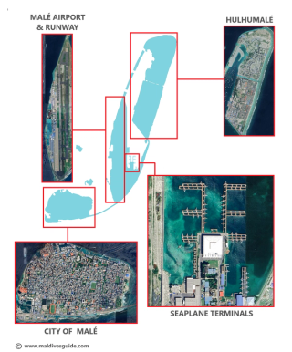 Map of Malé, Hulhulé Island and Hulhumalé