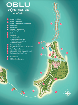 OBLU Xperience Ailafushi Restaurants and Bars Map