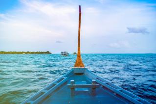 View from a traditional Dhoni boat in the Maldives
