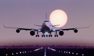 Plane landing at night