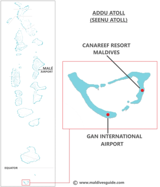 Canareef Resort Maldives domestic transfer map