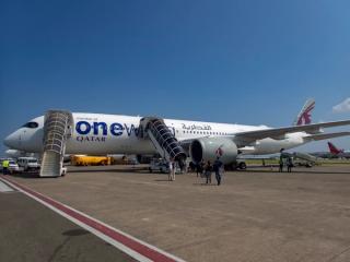 Qatar flight at Velana International Airport