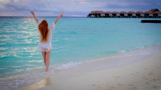 Woman posing in the Indian Ocean