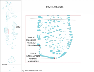 Conrad Maldives location and South Ari Atoll Map