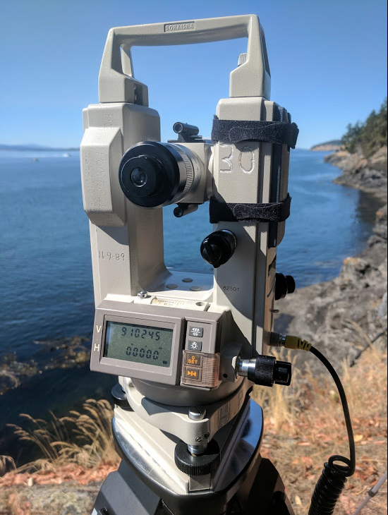 Theodolite tracks of ships and killer whales