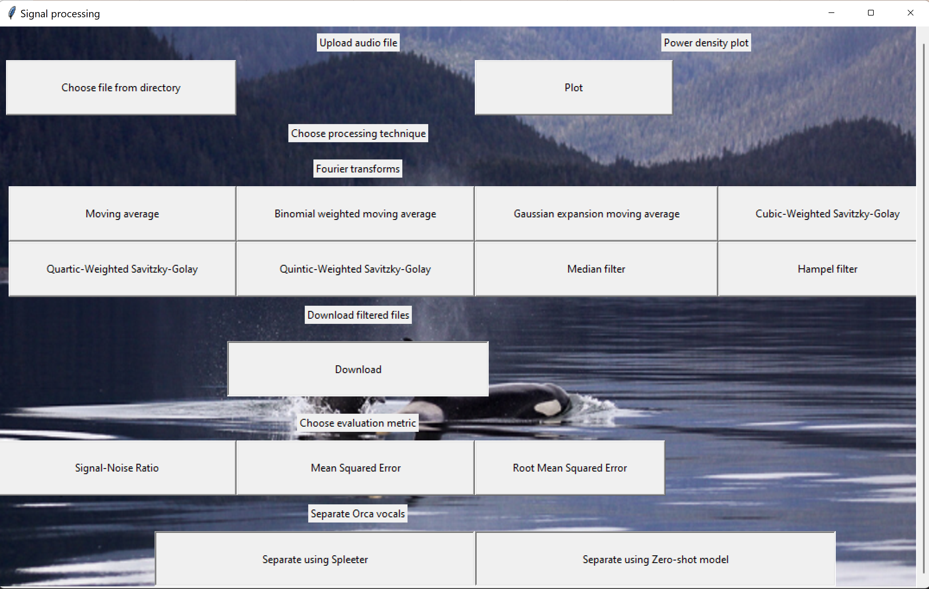 Orca calls analysis for acoustic separation from Ambra