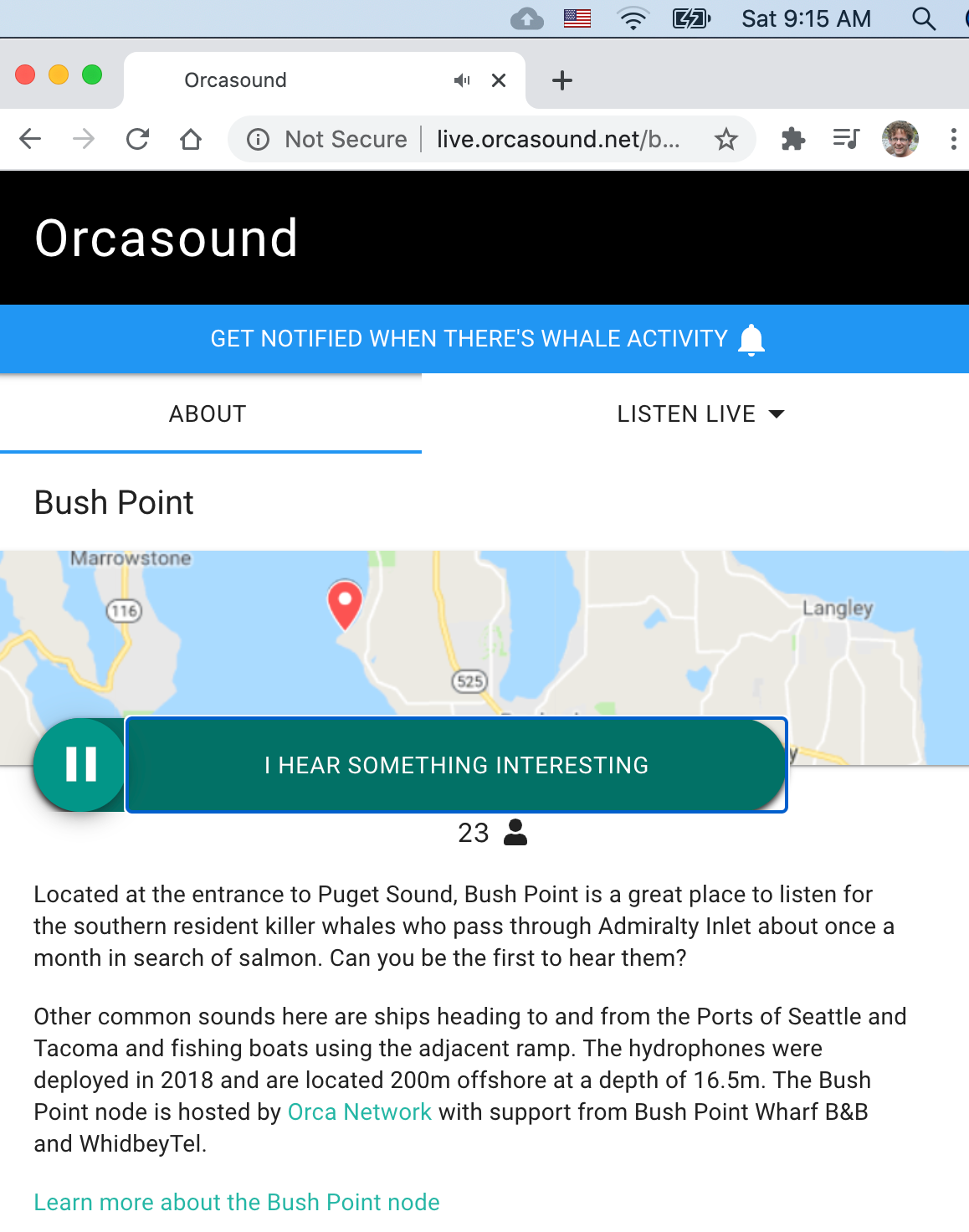 Happy 4th! Bigg’s killer whales heard at Bush Point