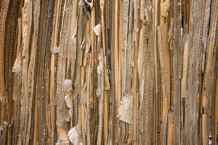 Close-up of a baled load of recovered cardboard