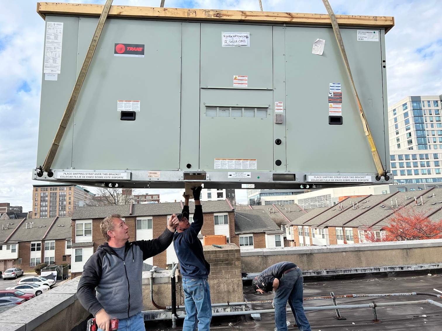 HVAC Philly technician servicing rooftop commercial HVAC units