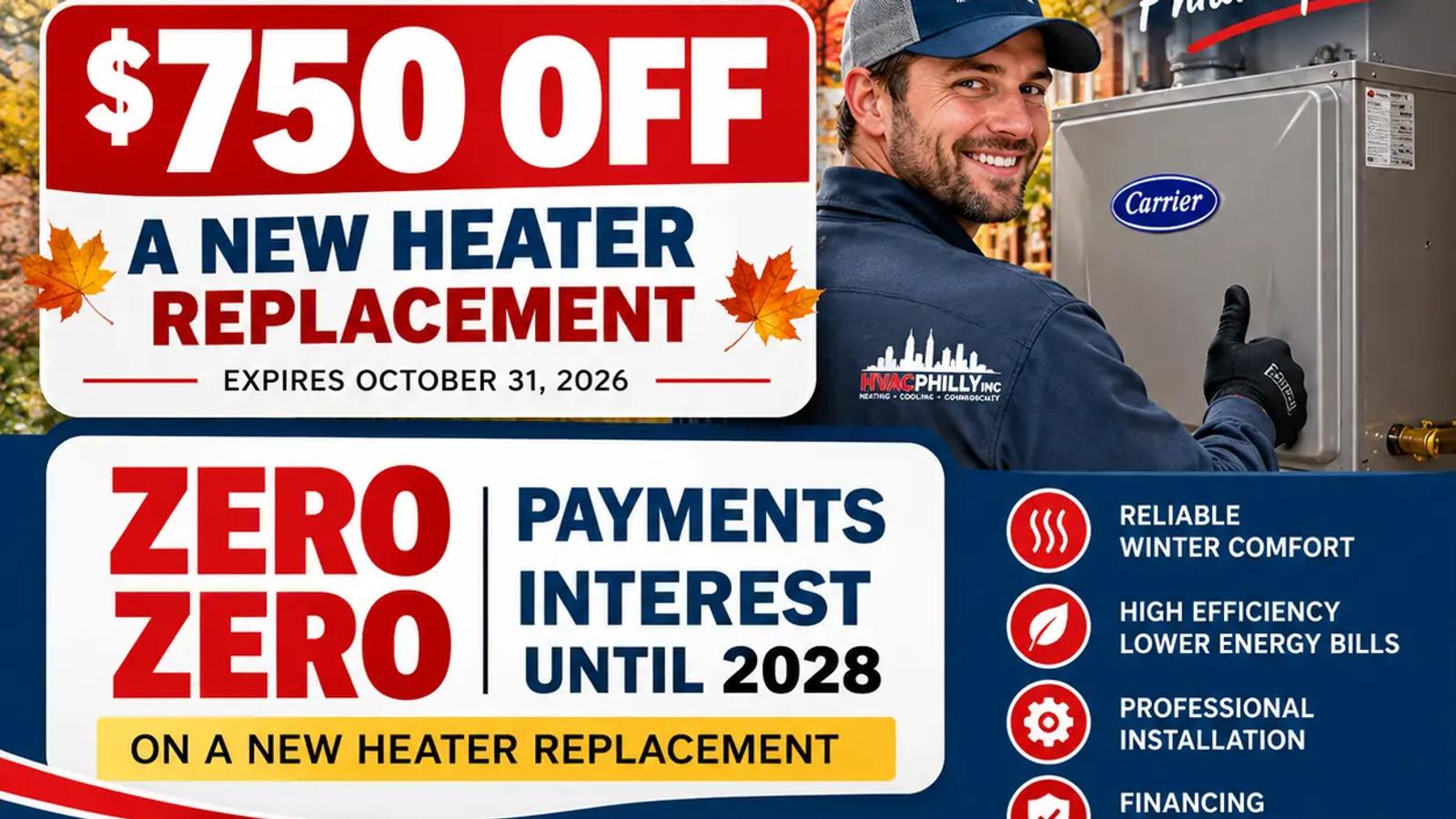 $750 Off Heater Replacement in Philadelphia | HVAC Philly