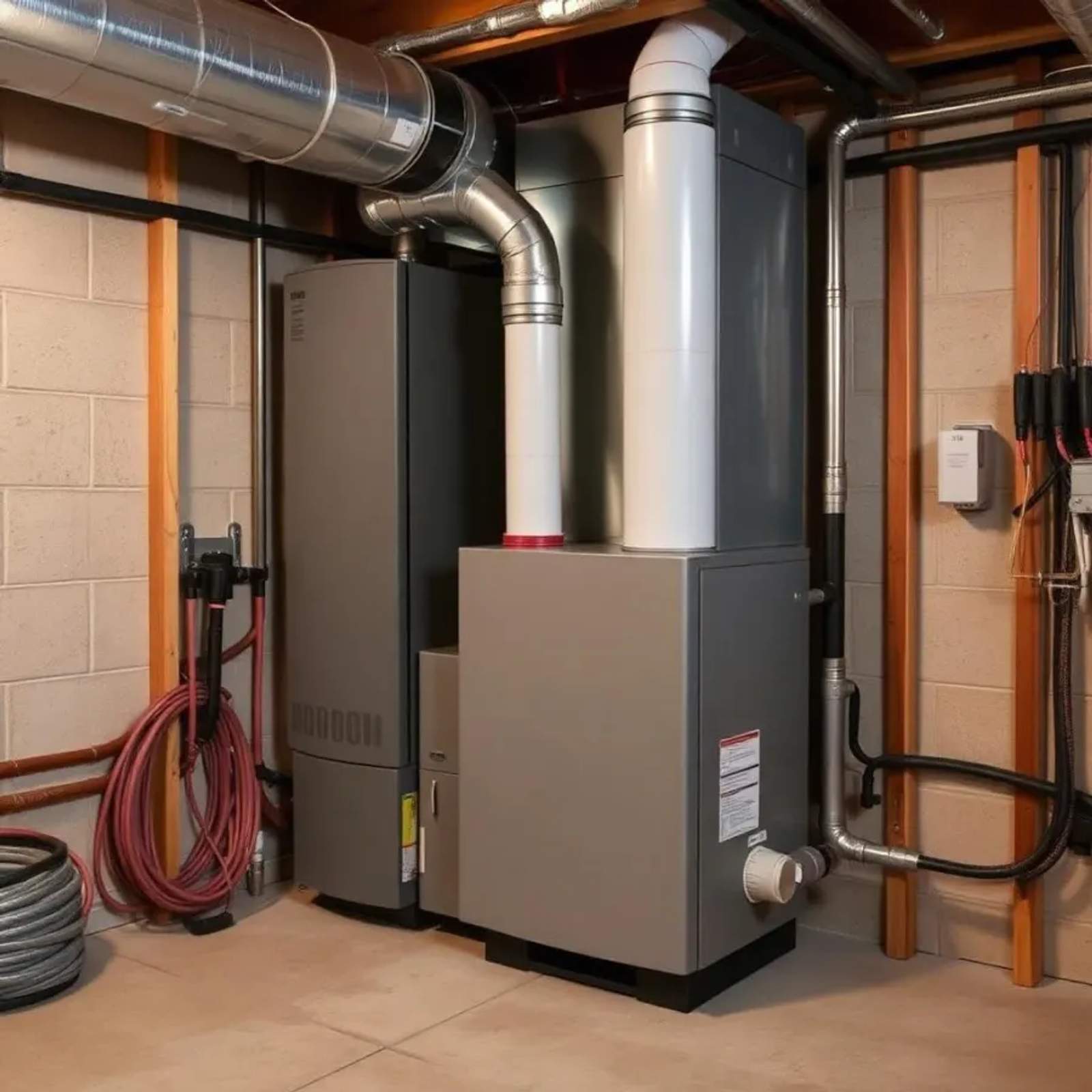 New high-efficiency gas furnace installed in a Philadelphia basement