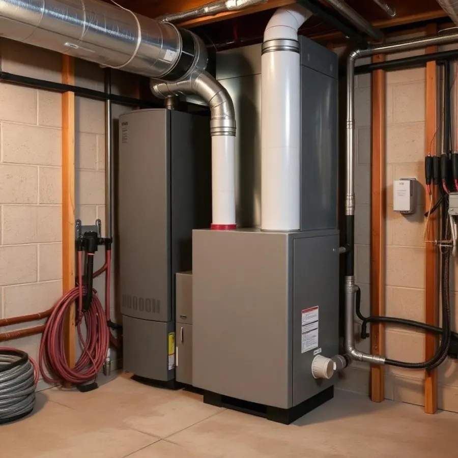 New high-efficiency gas furnace installed in a Philadelphia basement
