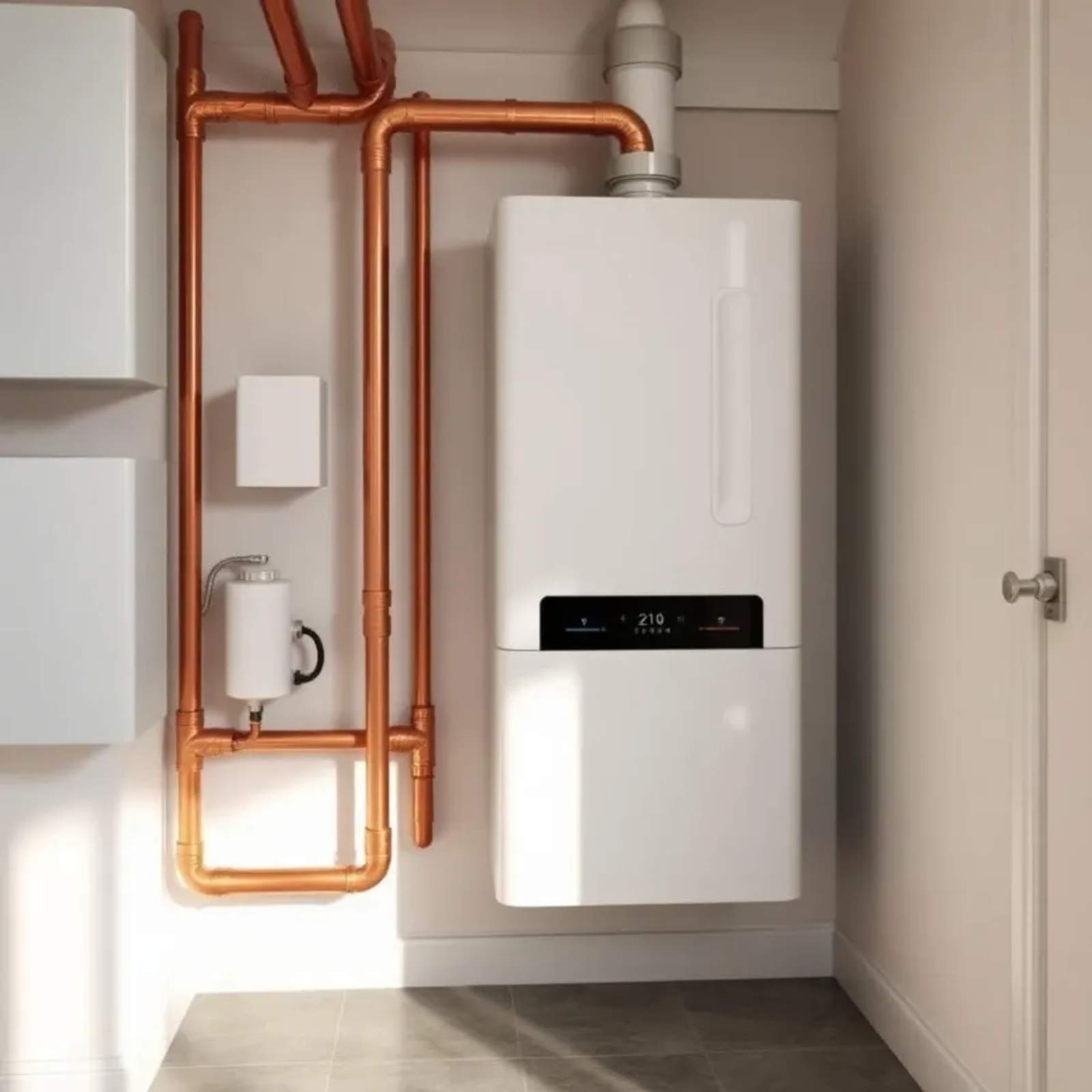 High-efficiency wall-hung condensing boiler installed in a Philadelphia home