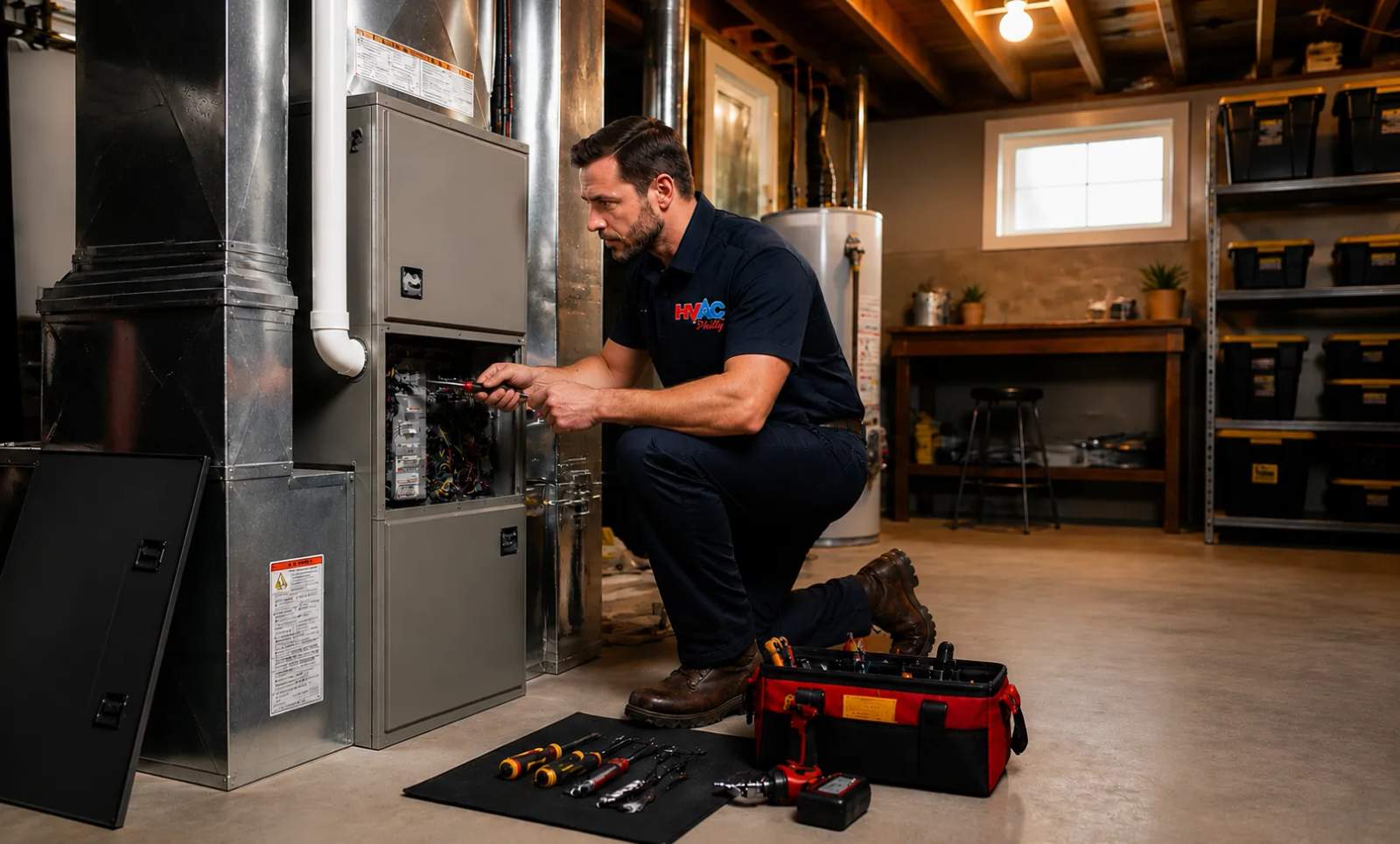 HVAC Philly technician servicing a residential furnace
