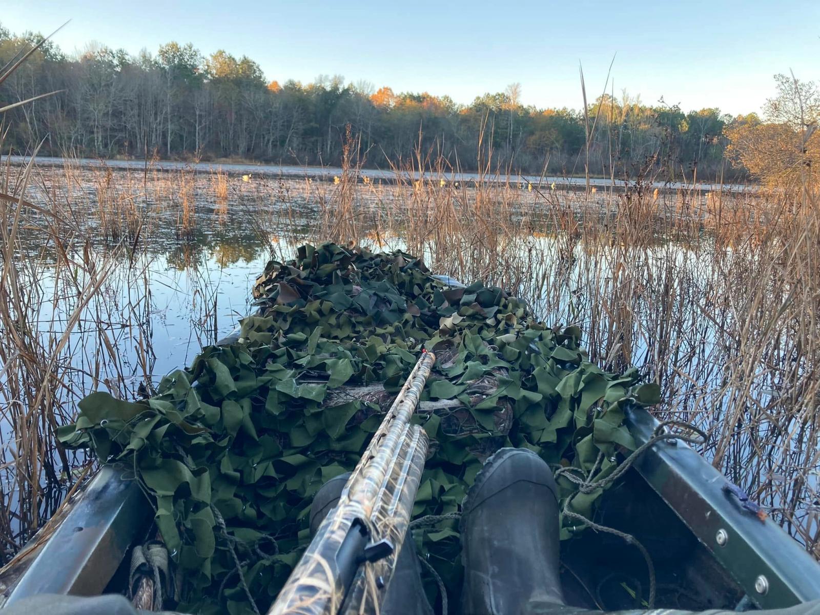 Duck Hunting Boat Blind at Boggy Creek Outfitters in Bivins, Texas