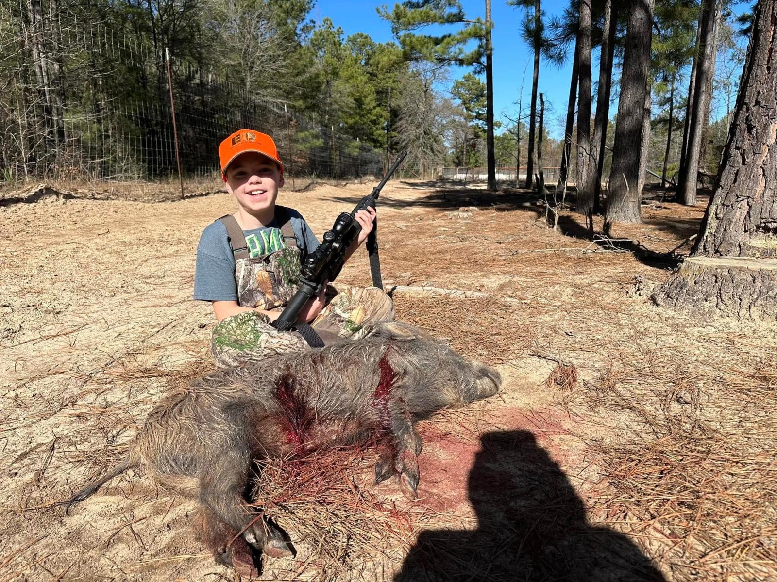Youth Blaze Orange Hog Hunt at Boggy Creek Outfitters in Bivins, Texas
