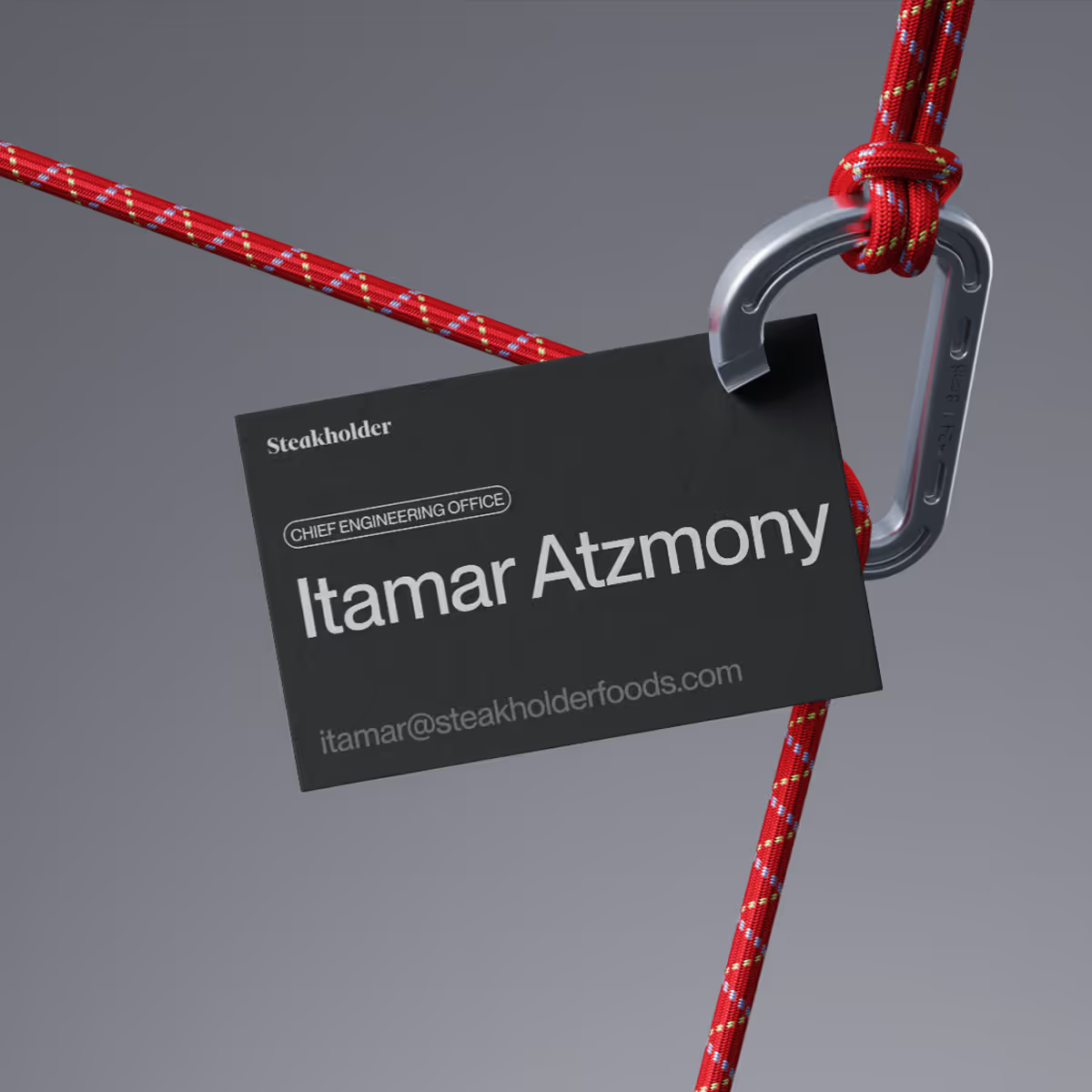 Steakholder business card designed with the updated brand identity.