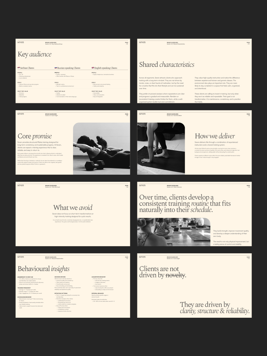 Brand strategy document defining positioning, audiences, and points of difference.
