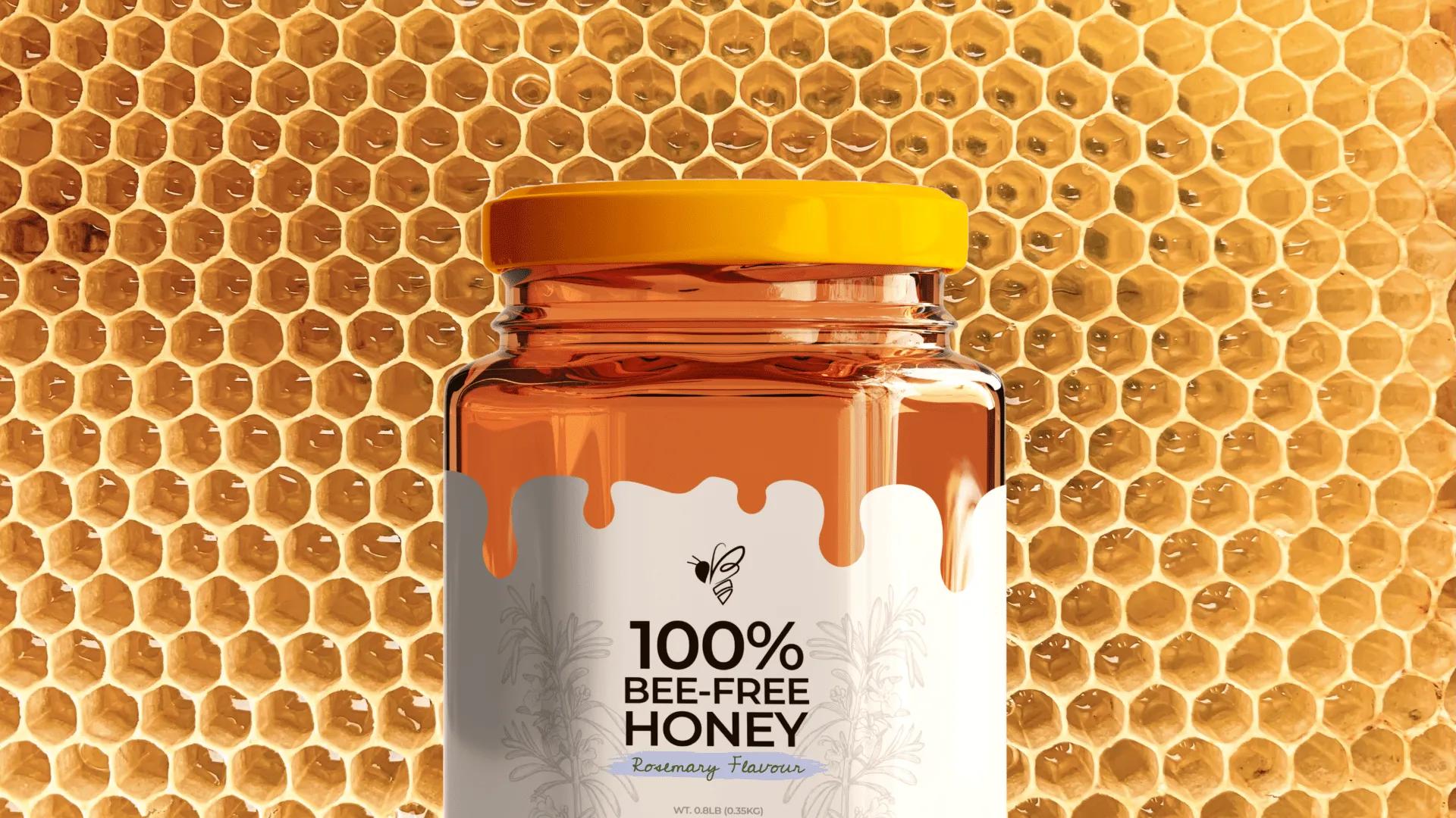 Bee-io honey jar with packaging and label designed by VX.STUDIO.