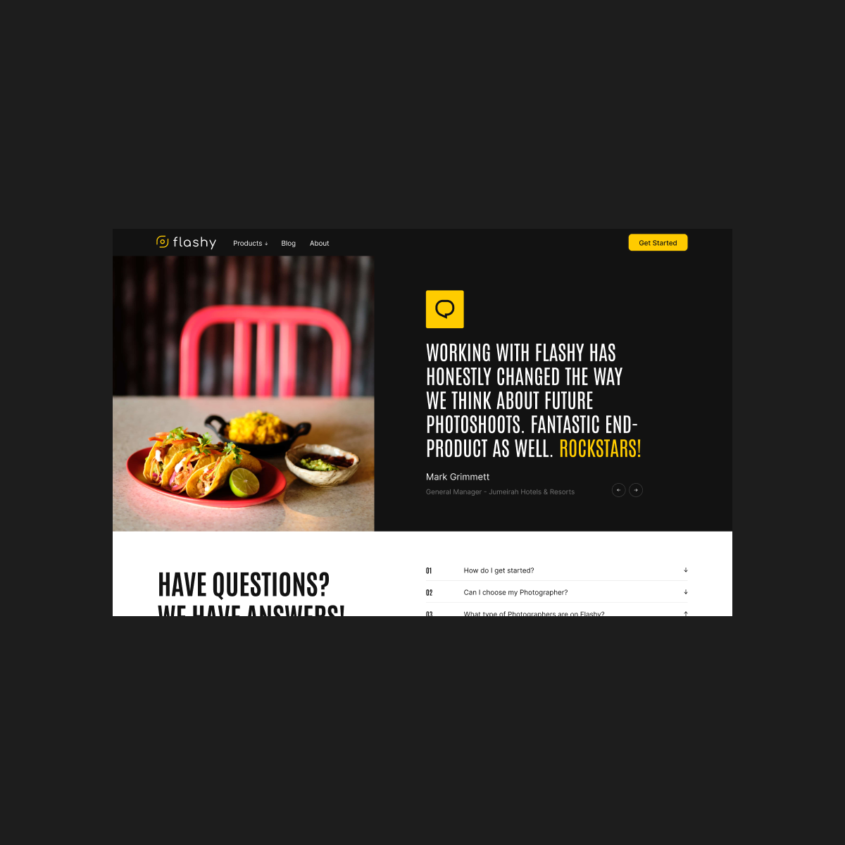 GetFlashy client testimonial on desktop, from a business that used the service.
