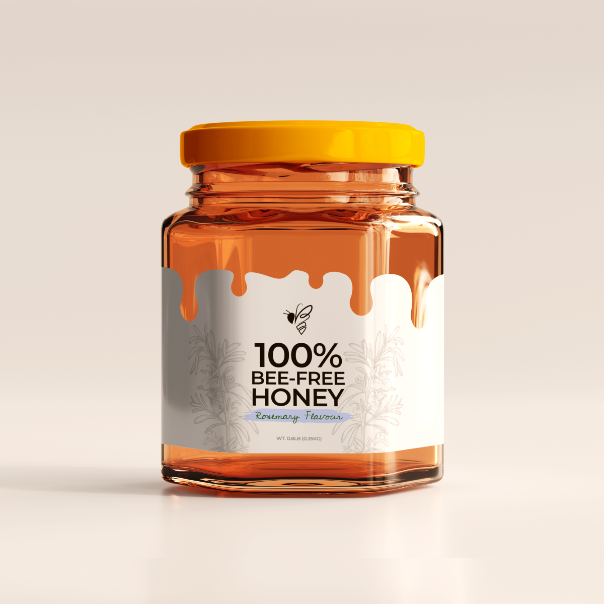Bee-io honey jar and label designed by VX.STUDIO, featuring the brand logo and identity.