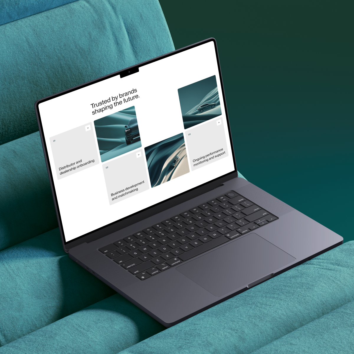Maxwell International website on a laptop, showing the company’s value proposition for manufacturers and distributors.