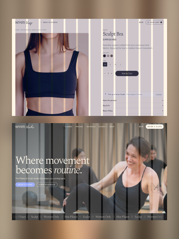 Finished website shown on desktop grid, matching the approved design.